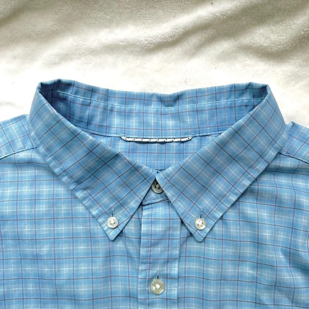 Vineyard Vines OTG Blue Size XL Shirt Plaid On The Go Button Down Performance